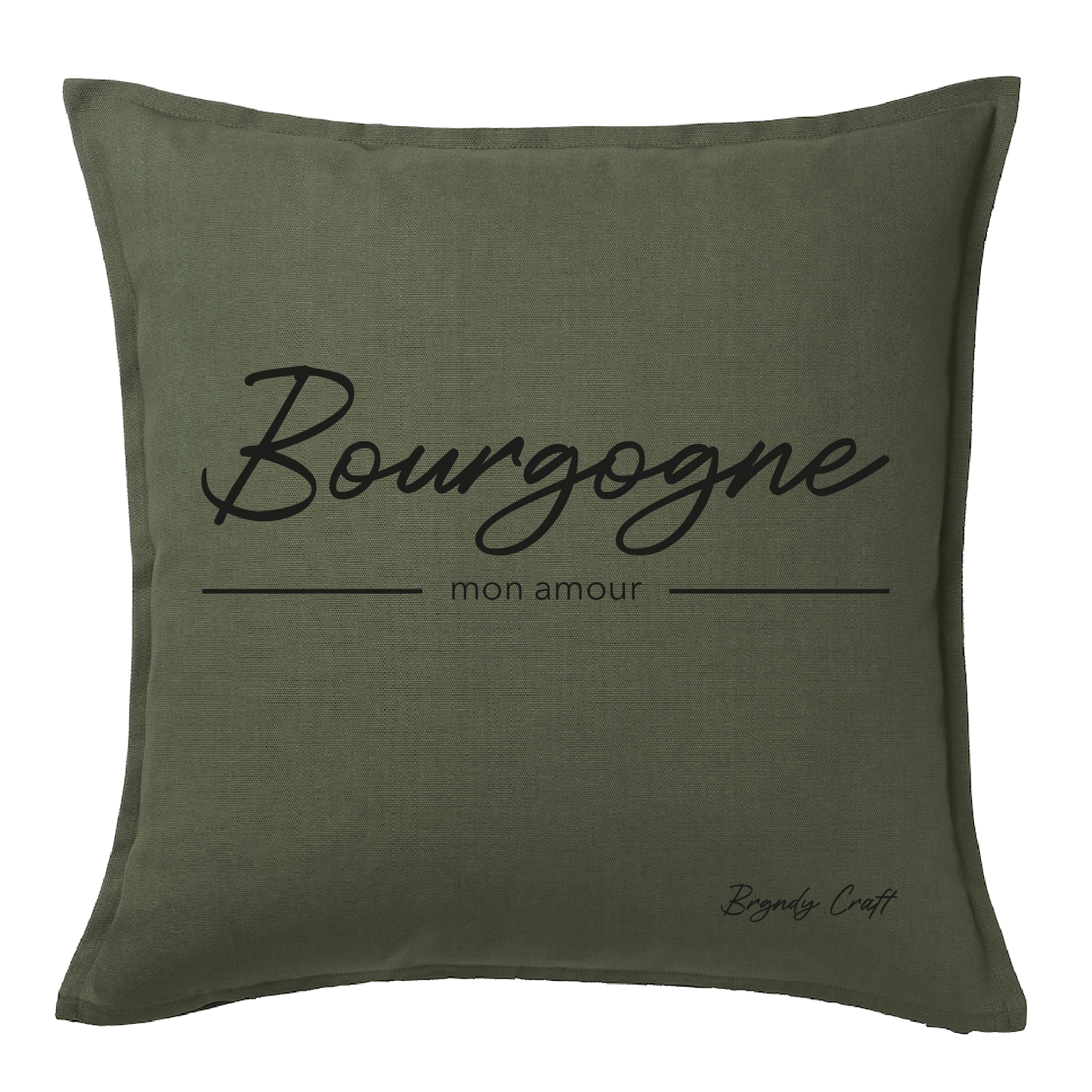 Coussin "Climat Mon Amour" Vert olive carré
