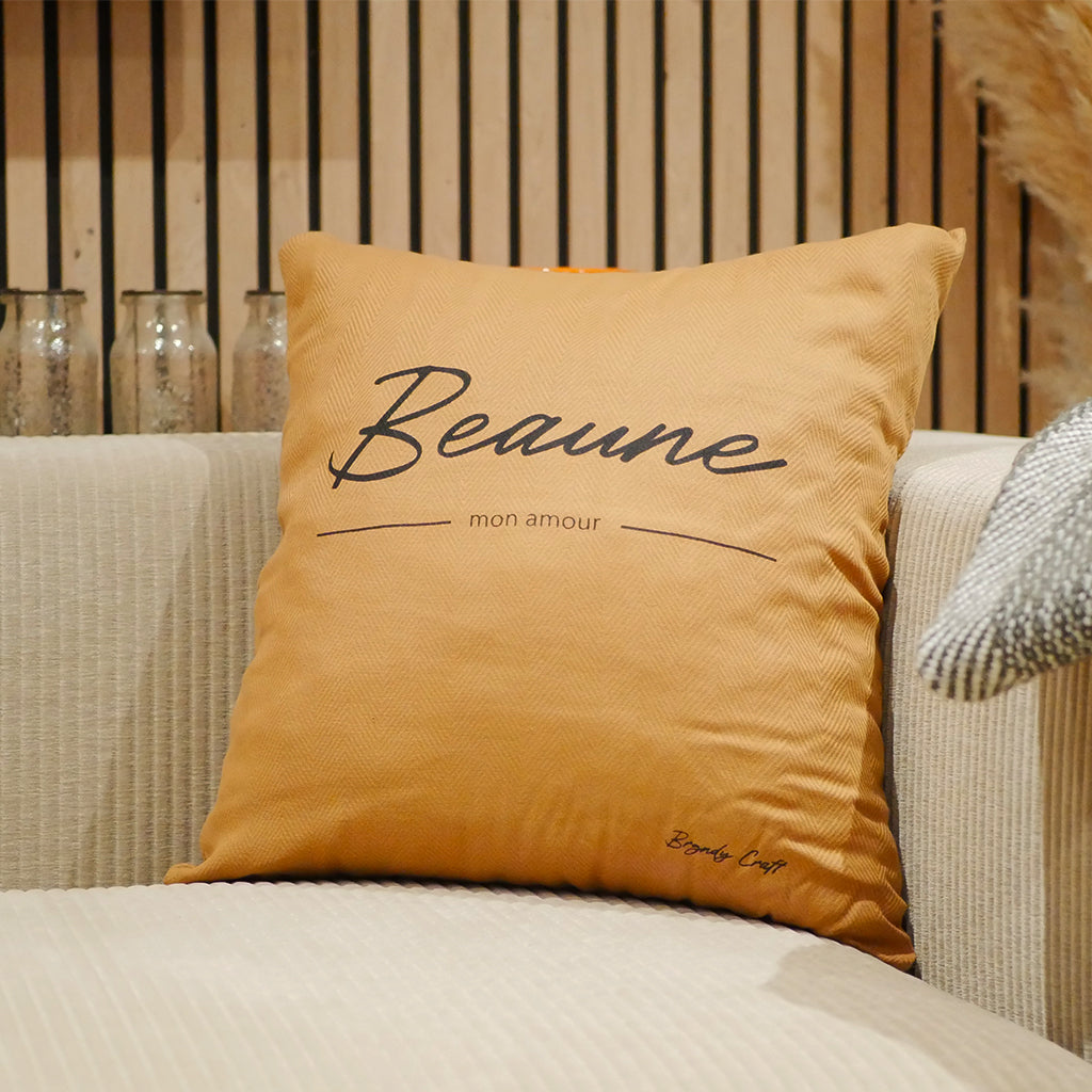 Coussin "Climat Mon Amour" Marron carré