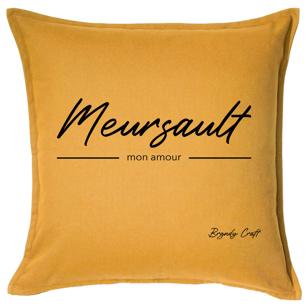 Coussin "Climat Mon Amour" Jaune moutarde carré