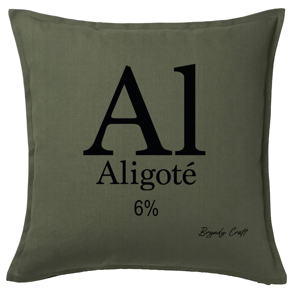 Coussin "Cépage périodique" Vert olive carré
