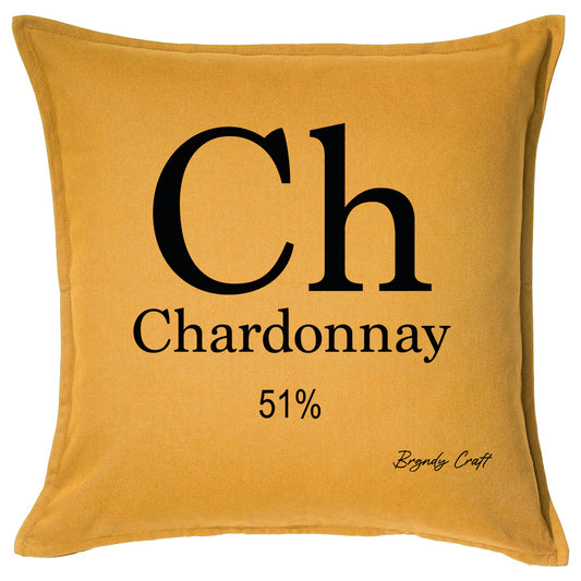 Coussin "Cépage périodique" Jaune moutarde carré